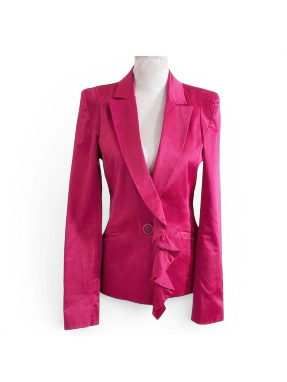 🛍️Rinascimento Striking Fuchsia Ruffled Blazer